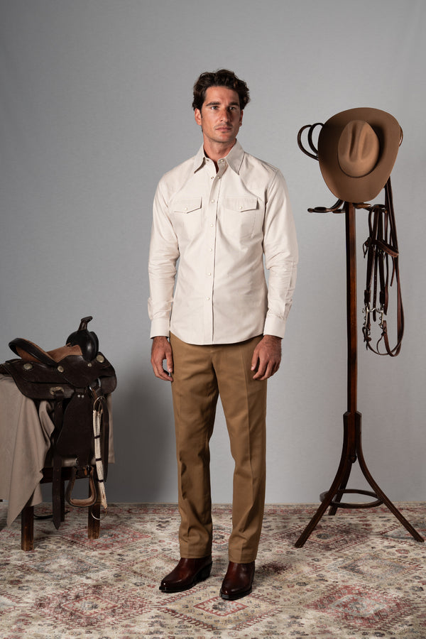 Beige Western Oxford Shirt