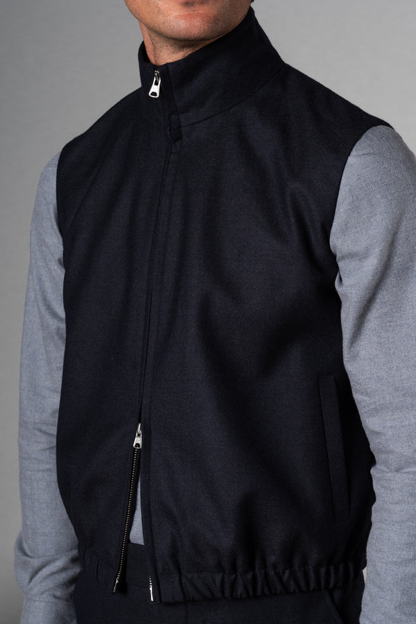 Flannel Dark Navy Zip Vest