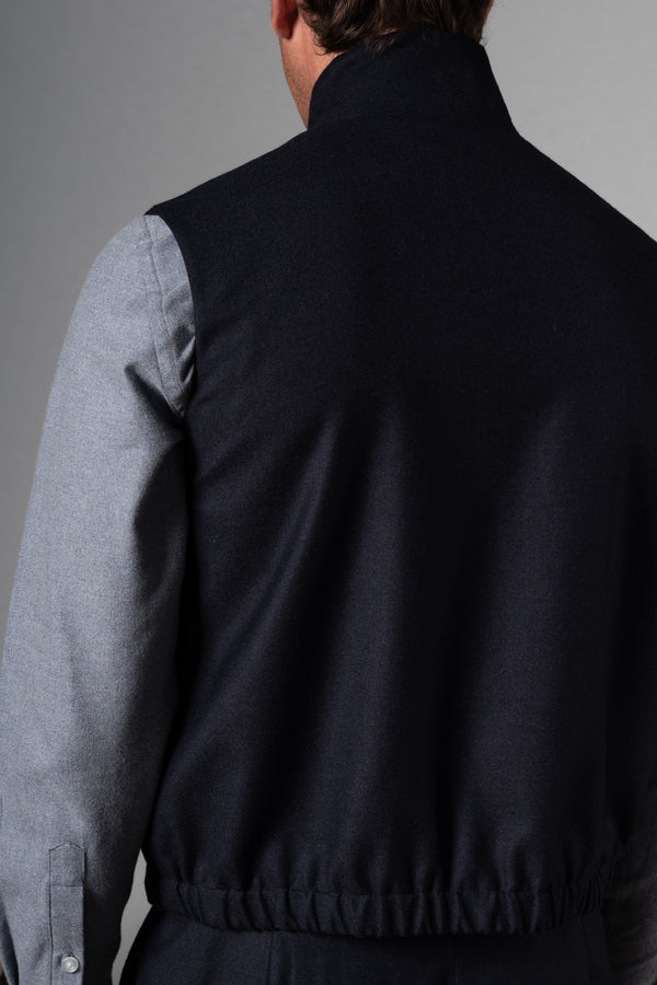 Flannel Dark Navy Zip Vest