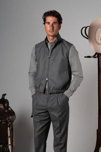 Flannel Stone Grey Zip Vest