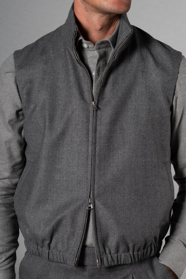 Flannel Stone Grey Zip Vest