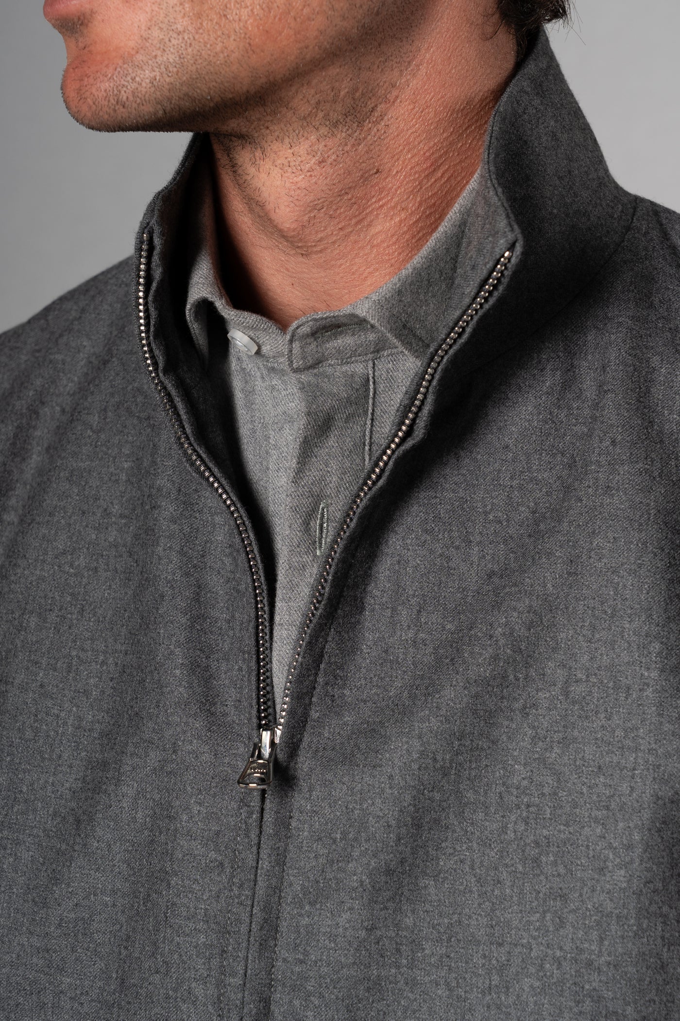 Flannel Stone Grey Zip Vest