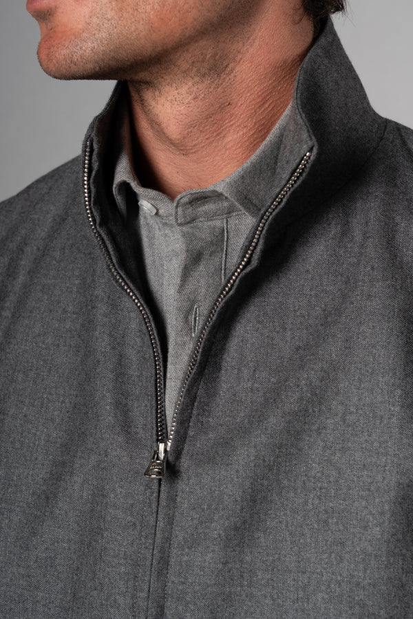 Flannel Stone Grey Zip Vest