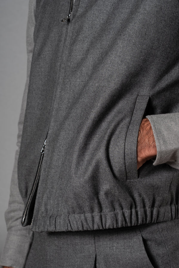 Flannel Stone Grey Zip Vest