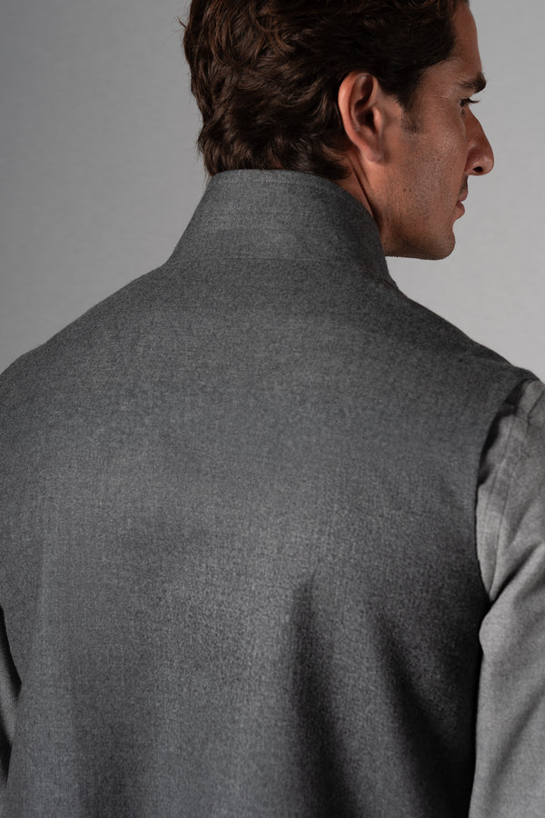 Flannel Stone Grey Zip Vest