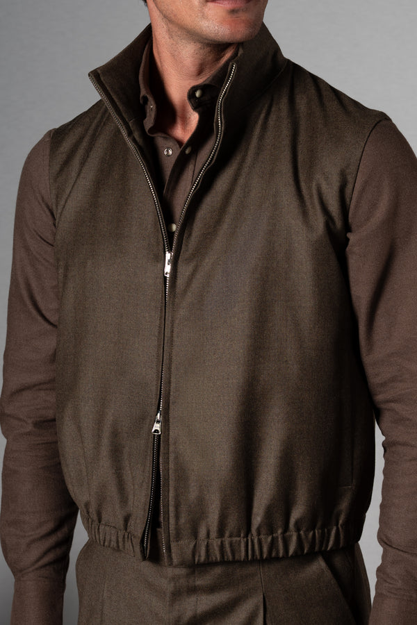 Flannel Olive Green Zip Vest