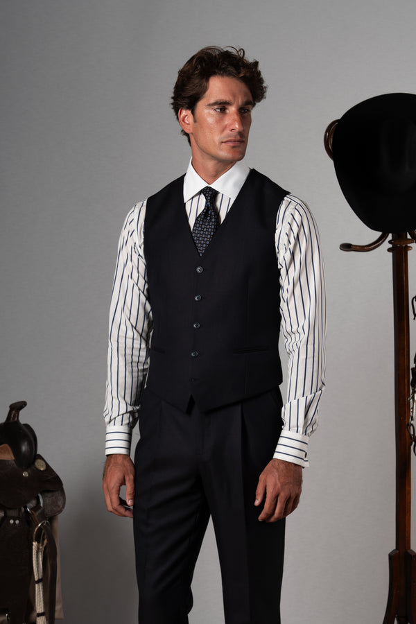 Twill Dark Navy 3 Pieces Suit