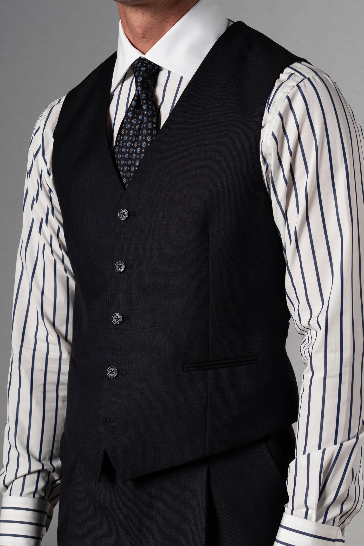 Twill Dark Navy 3 Pieces Suit - Traje a medida BUND