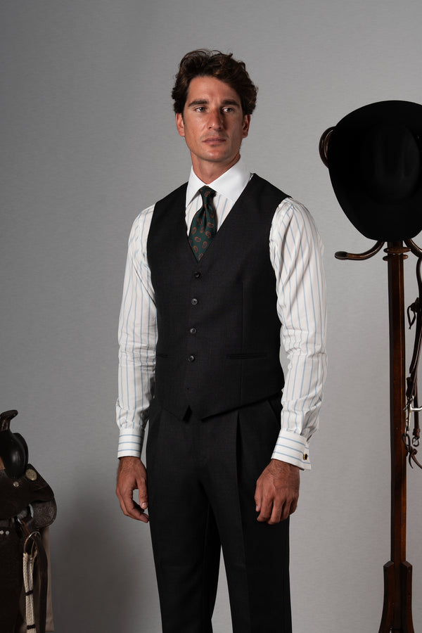 Twill Dark Grey 3 Pieces Suit