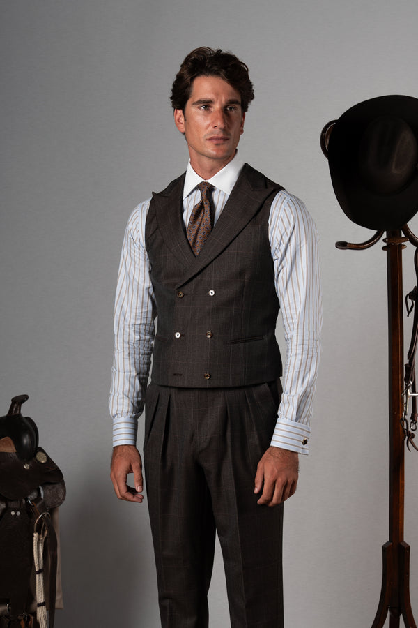 Wales Chocolate Brown Wool 3 Pieces Suit