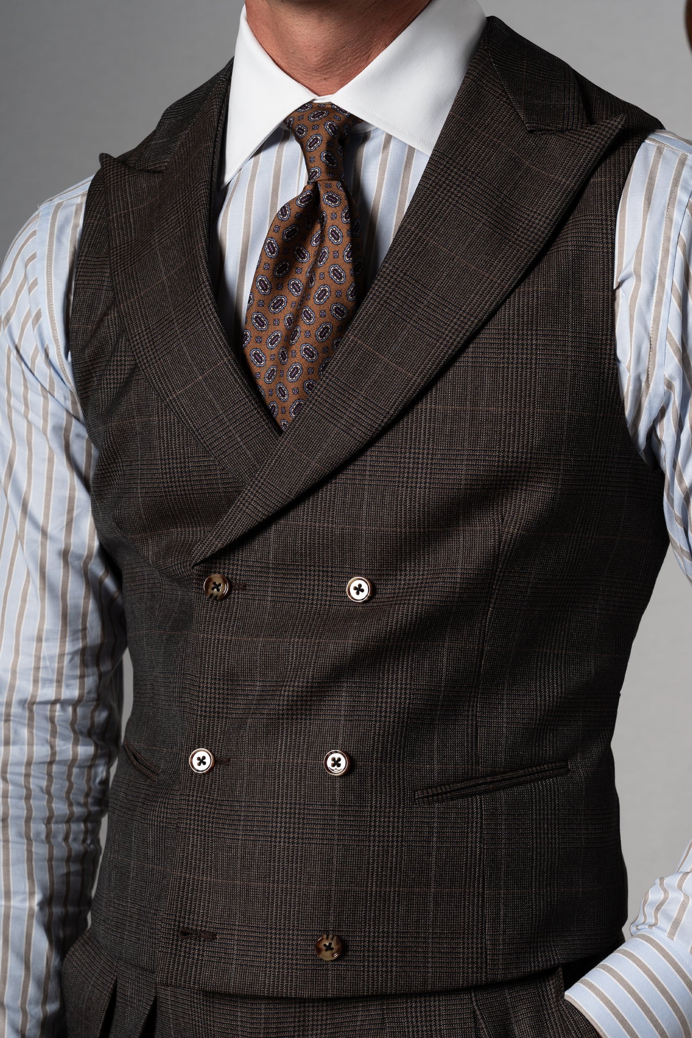 Wales Chocolate Brown Wool 3 Pieces Suit - Traje a medida BUND