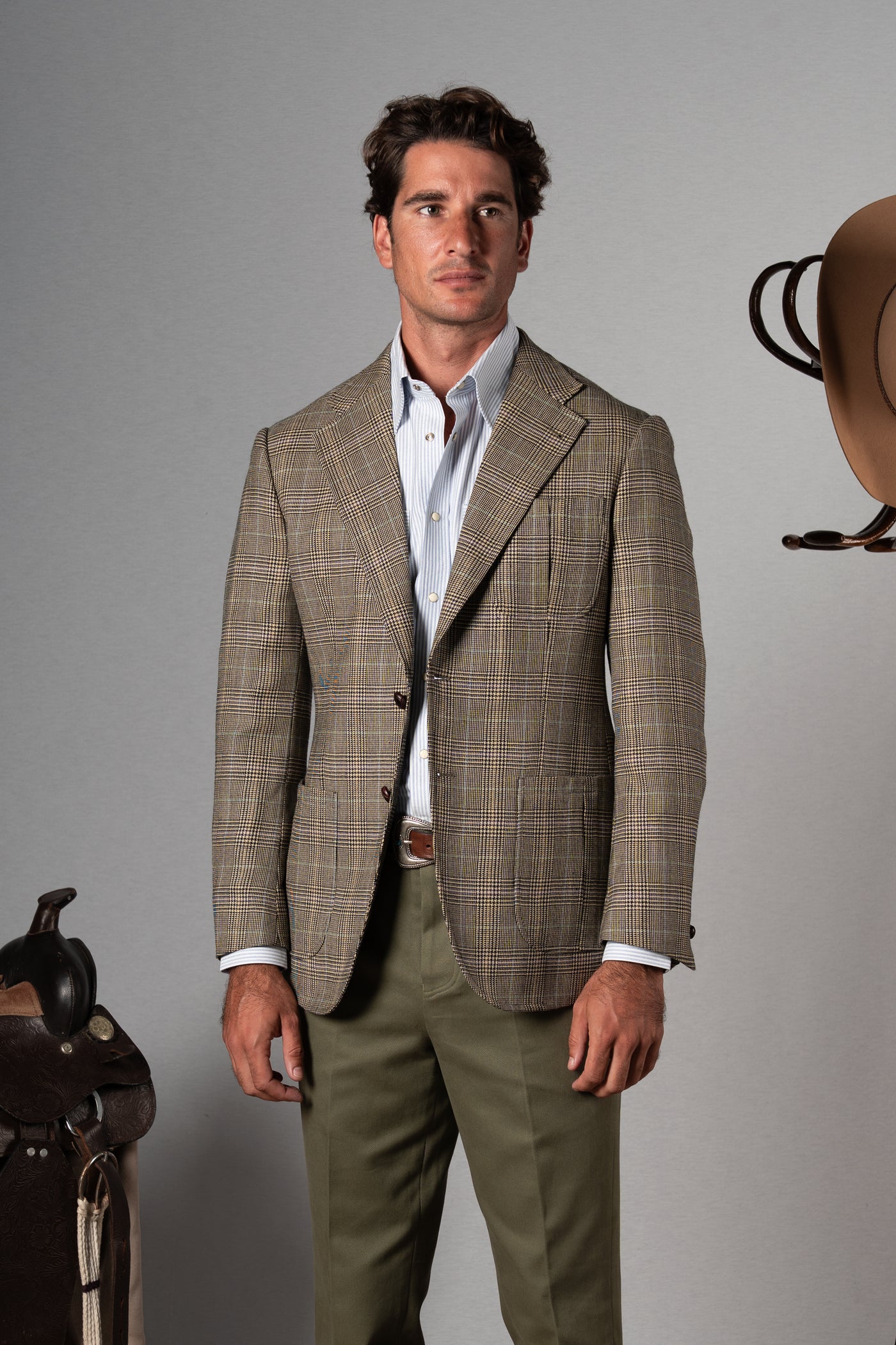Beige Wales Flannel Blazer - Blazer a medida BUND