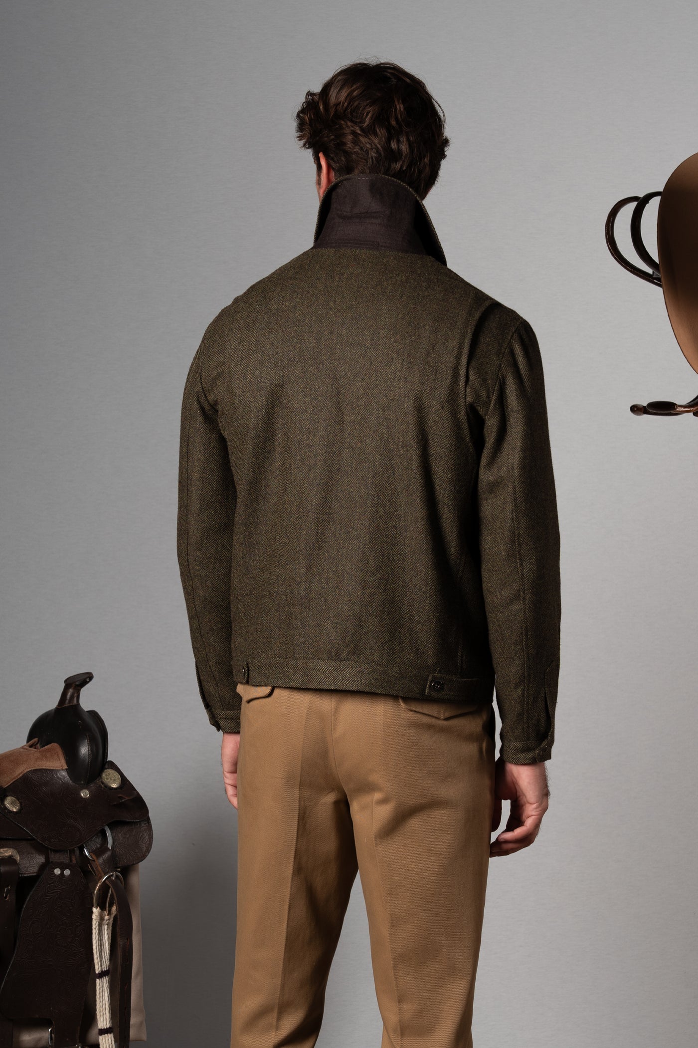 Dark Green Herringbone Flight Jacket