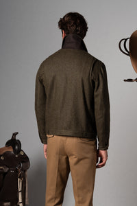 Dark Green Herringbone Flight Jacket