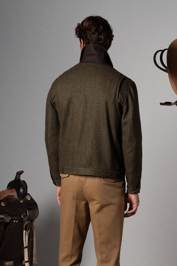 Dark Green Herringbone Flight Jacket