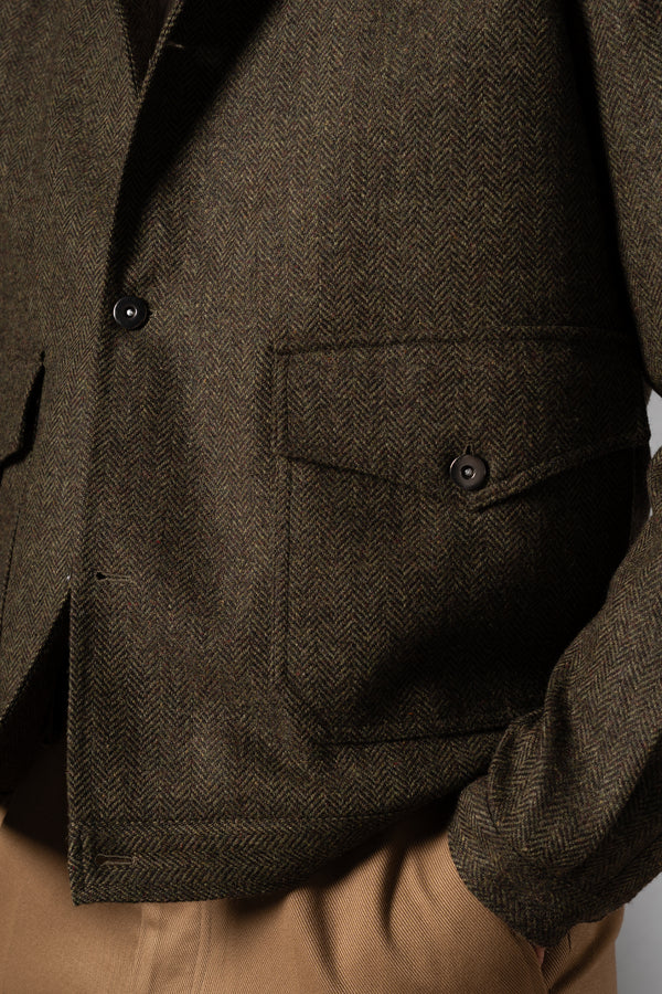 Dark Green Herringbone Flight Jacket