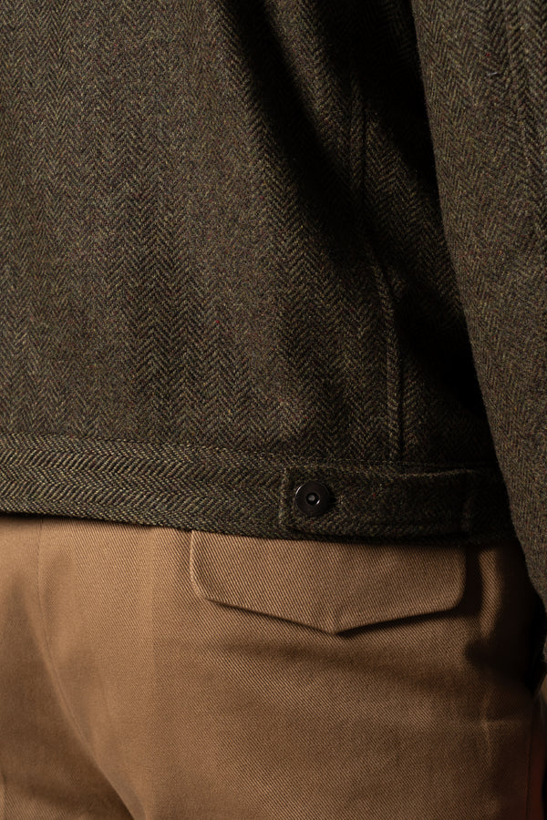 Dark Green Herringbone Flight Jacket