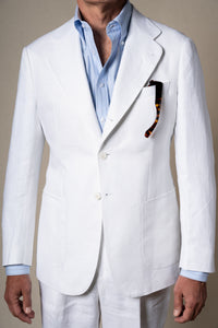 White Plain Linen Tailoring Jacket — detalle del tejido, BUND Costa Vice SS26