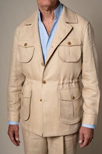 Camel Plain Linen Sahariana — detalle del tejido, BUND Costa Vice SS26