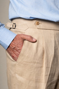 Beige Plain Linen Tailoring Pants — vista alternativa 2, BUND Costa Vice Spring Summer 26