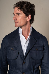 Dark Navy Plain Linen Sahariana — vista alternativa 2, BUND Costa Vice Spring Summer 26