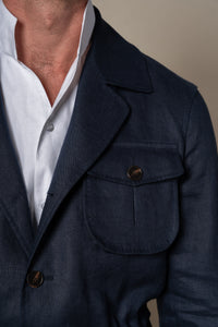 Dark Navy Plain Linen Sahariana — vista alternativa 3, BUND Costa Vice Spring Summer 26