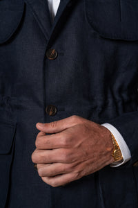 Dark Navy Plain Linen Sahariana — vista alternativa 4, BUND Costa Vice Spring Summer 26