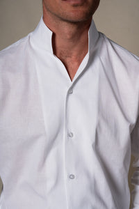 White Plain Mao Linen Casual Shirt