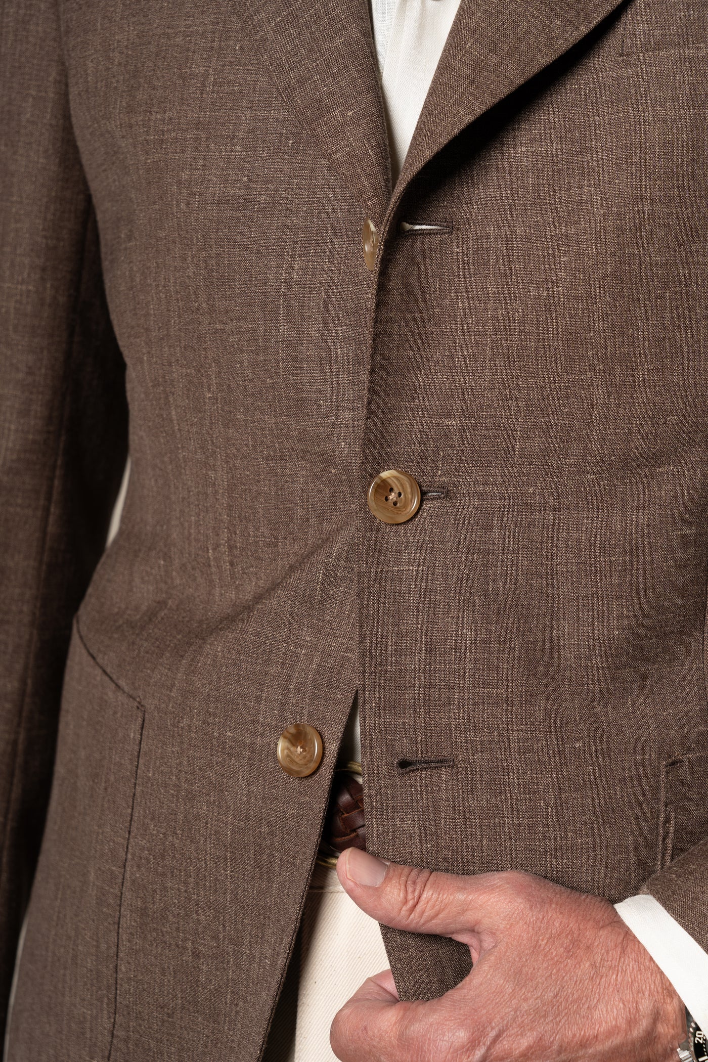 Brown Hopsack Tailoring Jacket — vista alternativa 3, BUND Costa Vice Spring Summer 26