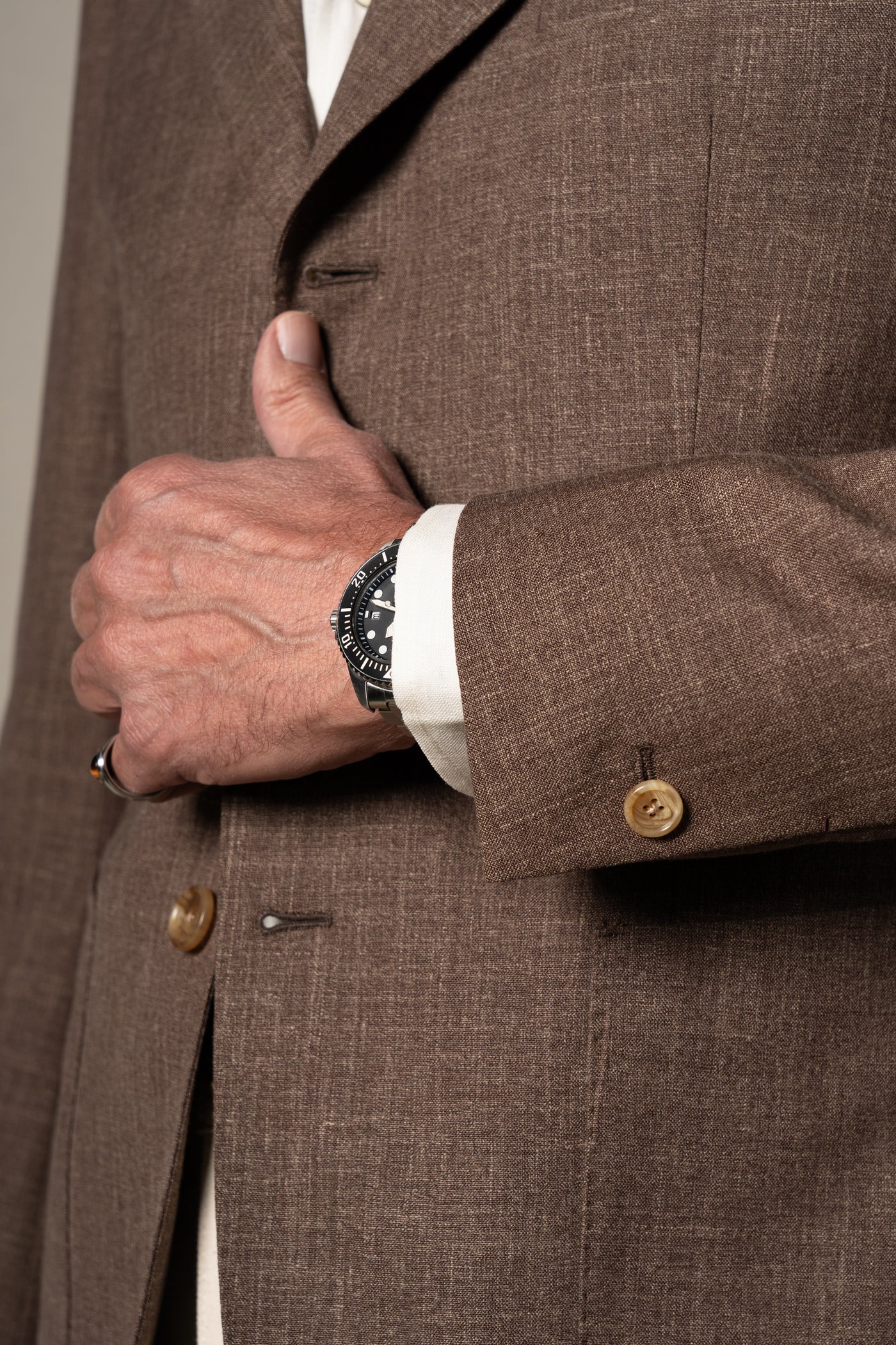 Brown Hopsack Tailoring Jacket — vista alternativa 5, BUND Costa Vice Spring Summer 26