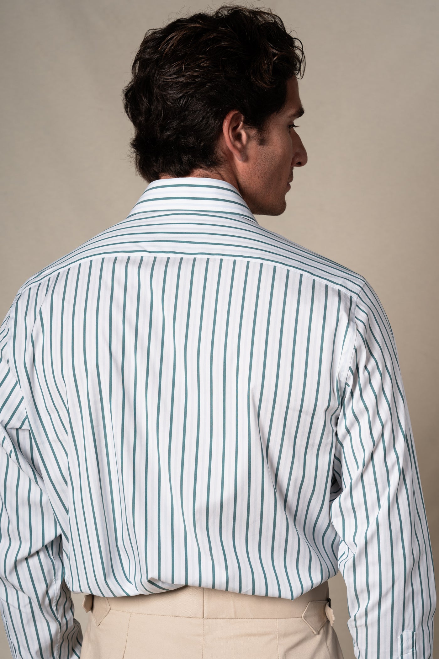 Olive Green Stripes Pocket Casual Shirt — look completo BUND, Costa Vice Spring Summer 26