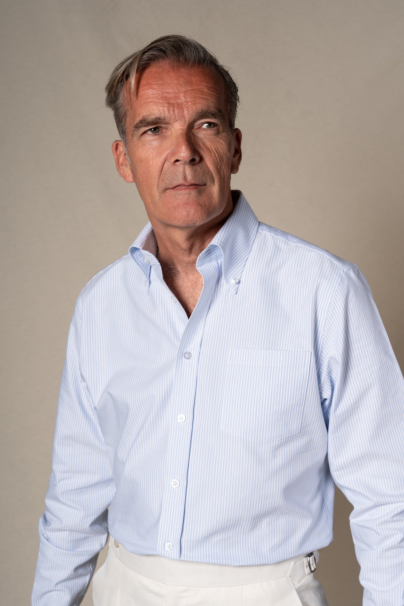 Blue Stripes Oxford Casual Shirt — detalle del tejido, BUND Costa Vice SS26