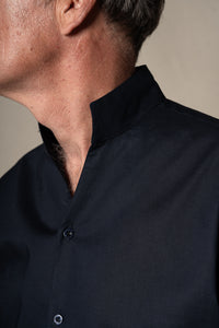 Dark Navy Plain Mao Linen Casual Shirt — vista alternativa 2, BUND Costa Vice Spring Summer 26