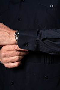 Dark Navy Plain Cotton Guayabera Shirt — vista alternativa 3, BUND Costa Vice Spring Summer 26