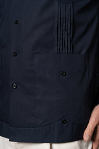 Dark Navy Plain Cotton Guayabera Shirt — vista alternativa 4, BUND Costa Vice Spring Summer 26