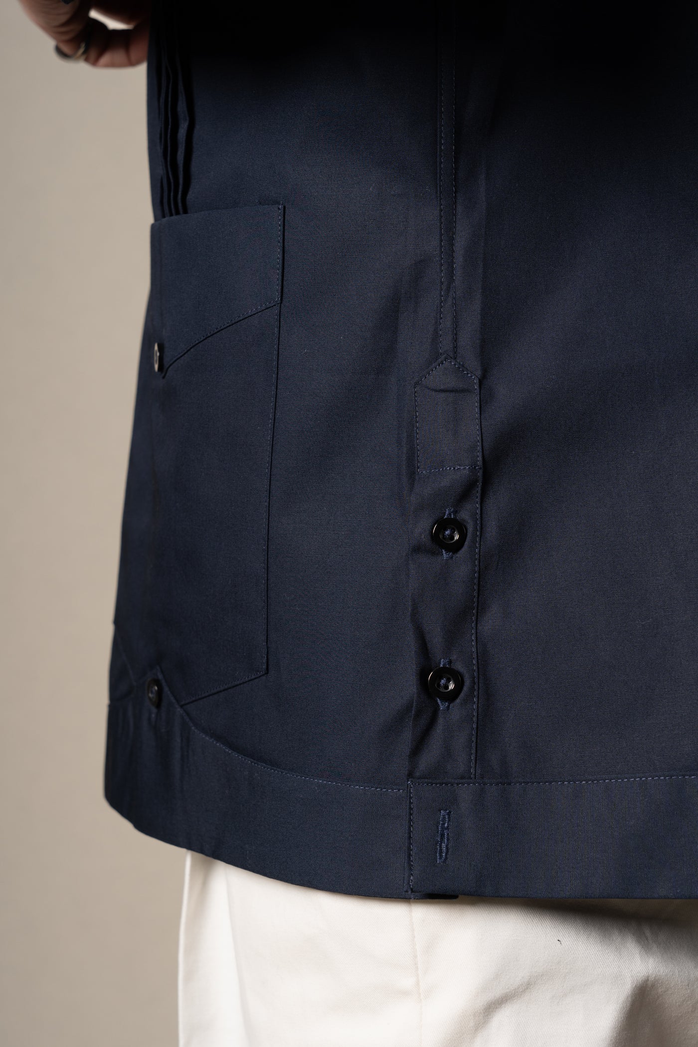 Dark Navy Plain Cotton Guayabera Shirt — vista alternativa 5, BUND Costa Vice Spring Summer 26