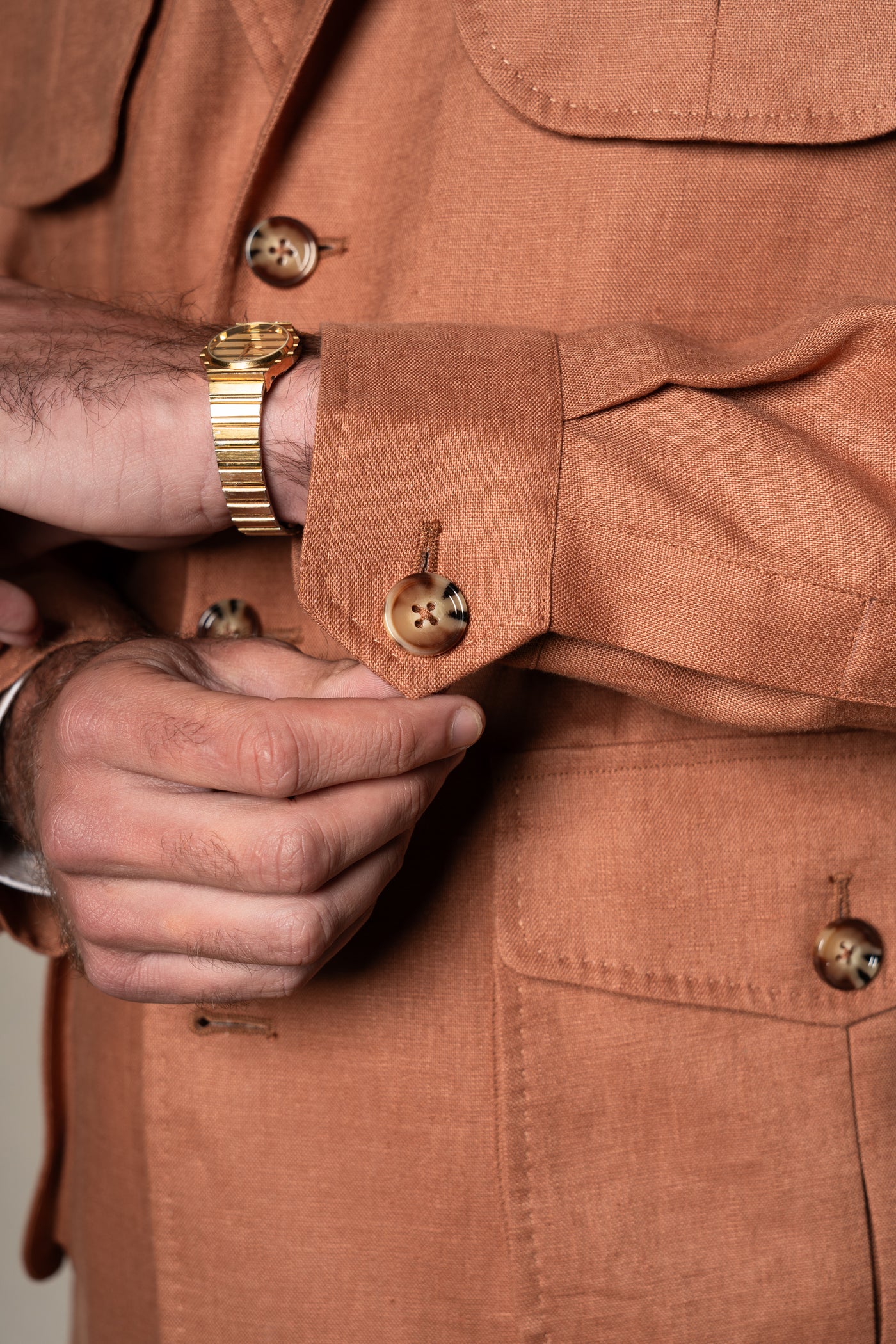 Orange Plain Linen Sahariana — vista alternativa 3, BUND Costa Vice Spring Summer 26