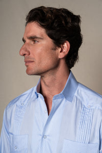 Light Blue Stripes Cotton Guayabera Shirt — vista alternativa 2, BUND Costa Vice Spring Summer 26