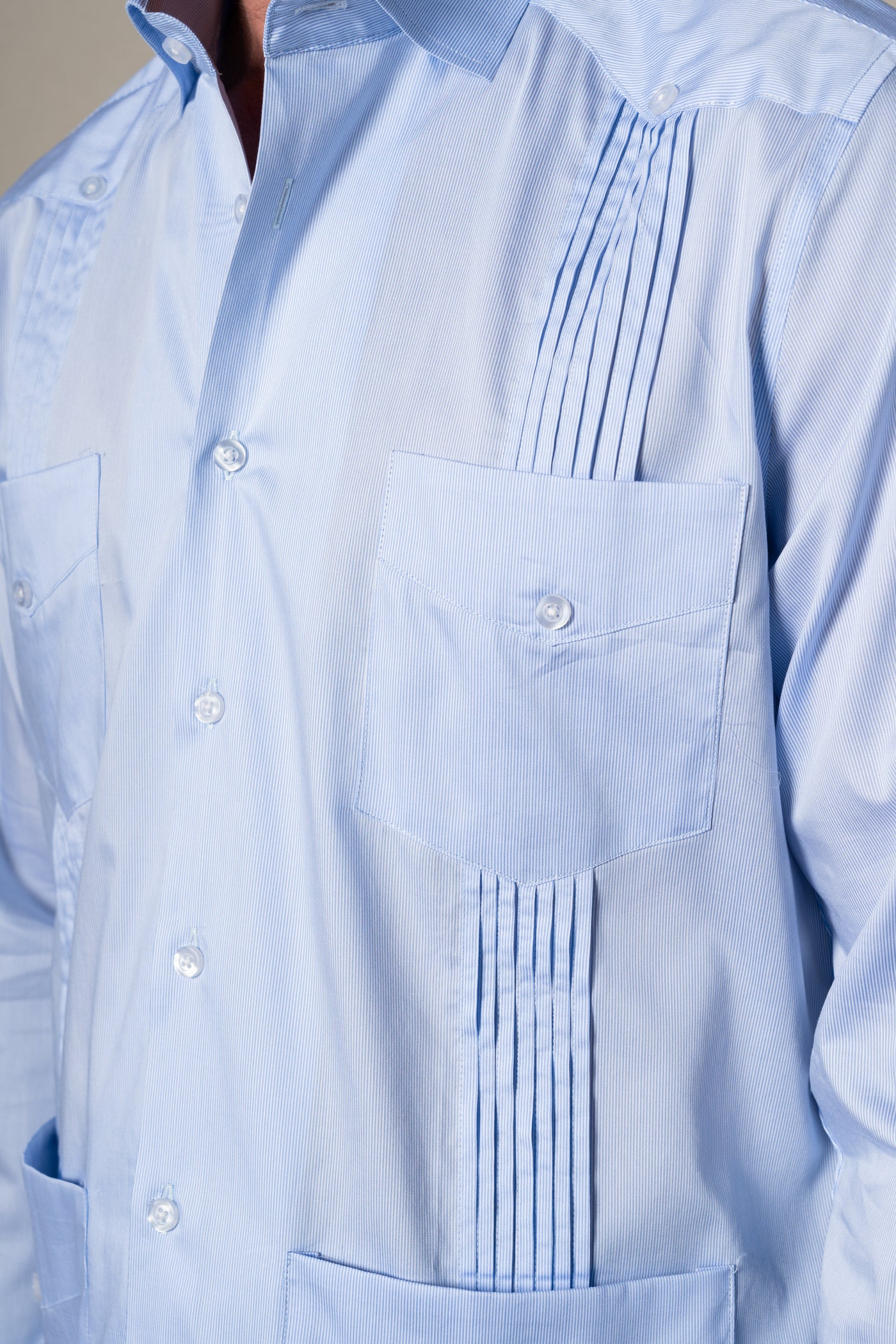 Light Blue Stripes Cotton Guayabera Shirt — vista alternativa 3, BUND Costa Vice Spring Summer 26
