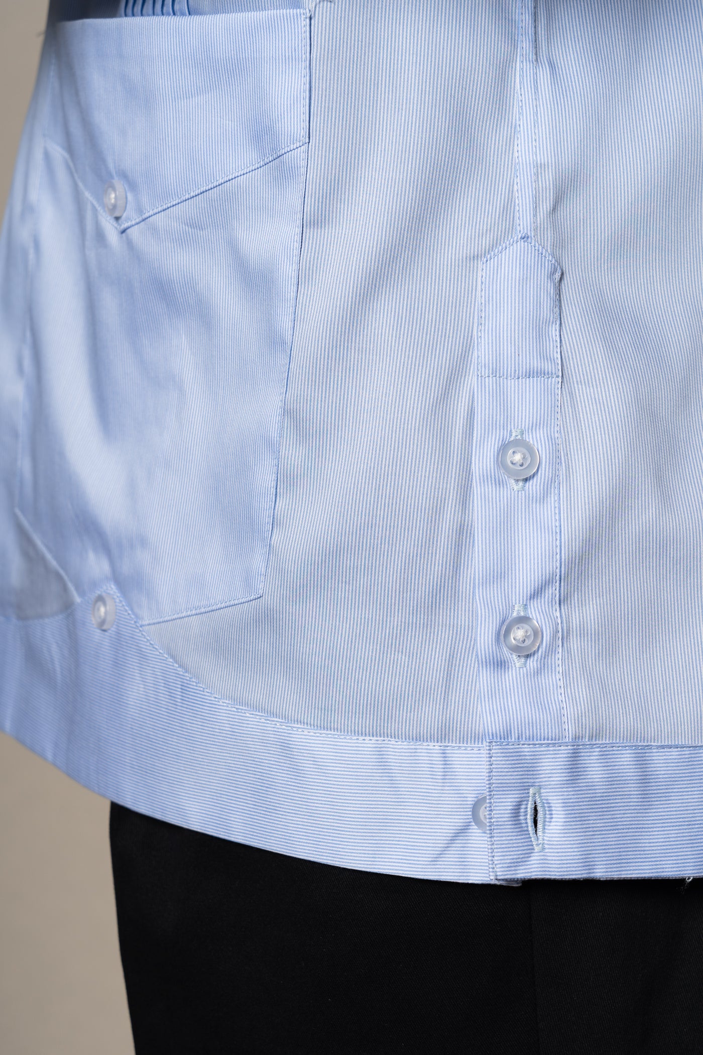 Light Blue Stripes Cotton Guayabera Shirt — vista alternativa 5, BUND Costa Vice Spring Summer 26