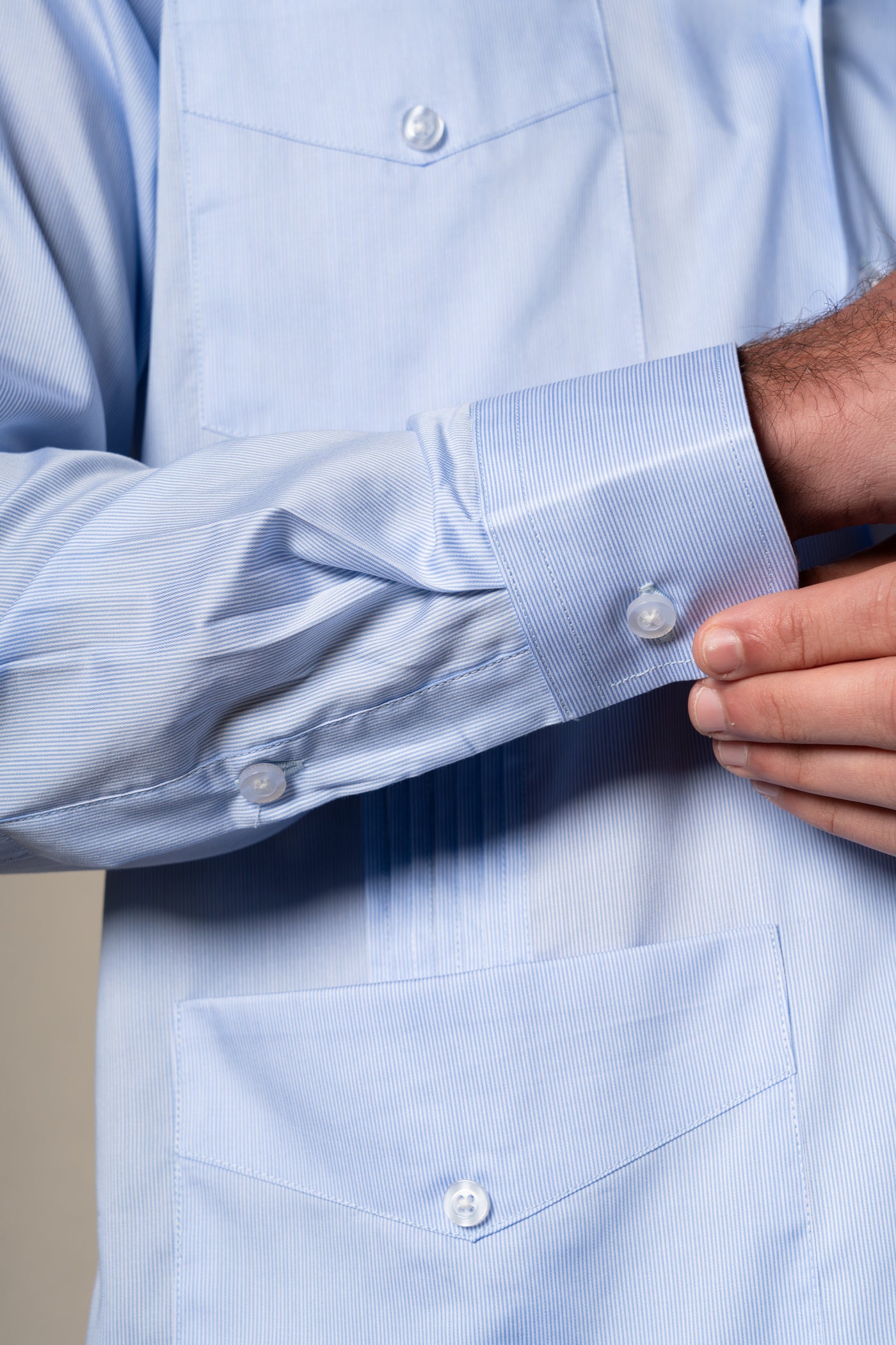 Light Blue Stripes Cotton Guayabera Shirt — vista alternativa 6, BUND Costa Vice Spring Summer 26