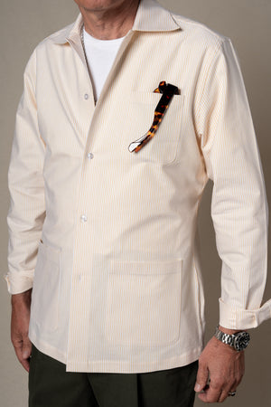 Yellow Oxford Stripes Overshirt — detalle del tejido, BUND Costa Vice SS26