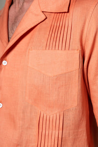 Orange Plain Linen Guayabera Shirt — vista alternativa 2, BUND Costa Vice Spring Summer 26