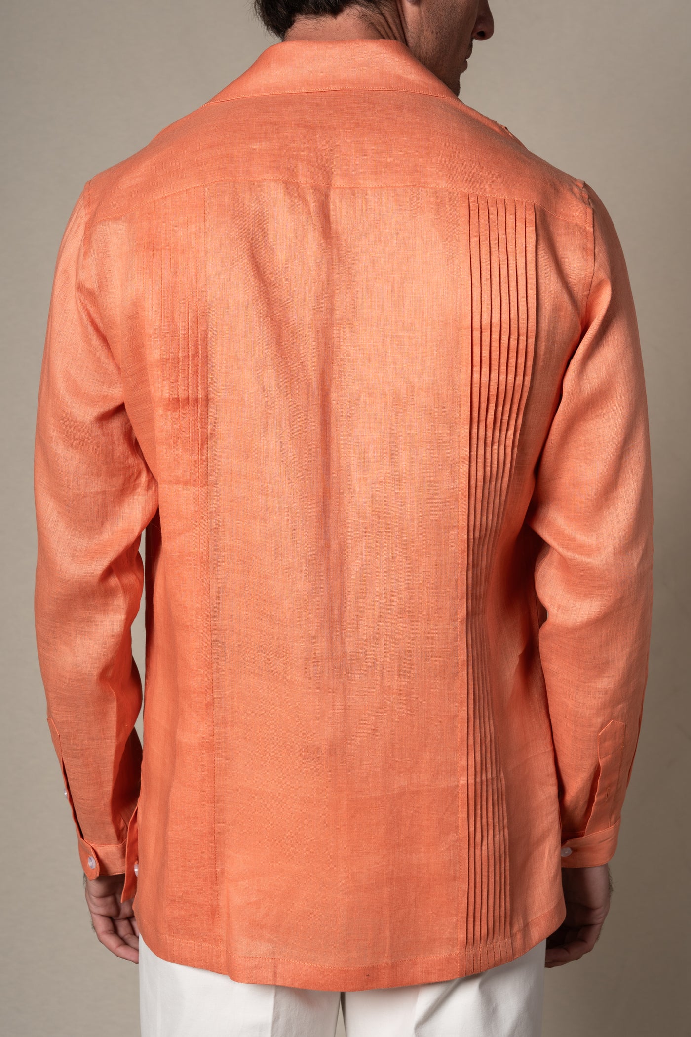 Orange Plain Linen Guayabera Shirt — vista alternativa 5, BUND Costa Vice Spring Summer 26