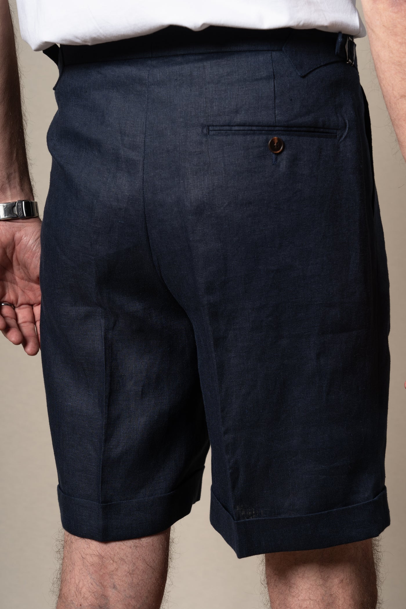 Dark Navy Plain Linen Shorts — look completo BUND, Costa Vice Spring Summer 26