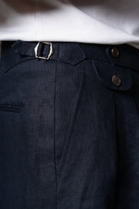 Dark Navy Plain Linen Shorts — vista alternativa 5, BUND Costa Vice Spring Summer 26