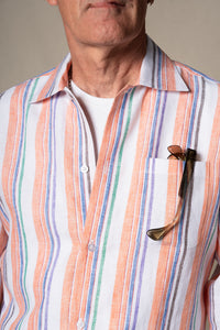 Orange Stripes Linen Overshirt — vista alternativa 2, BUND Costa Vice Spring Summer 26