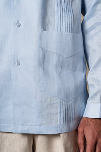 Light Blue Plain Linen Guayabera Shirt — vista alternativa 3, BUND Costa Vice Spring Summer 26