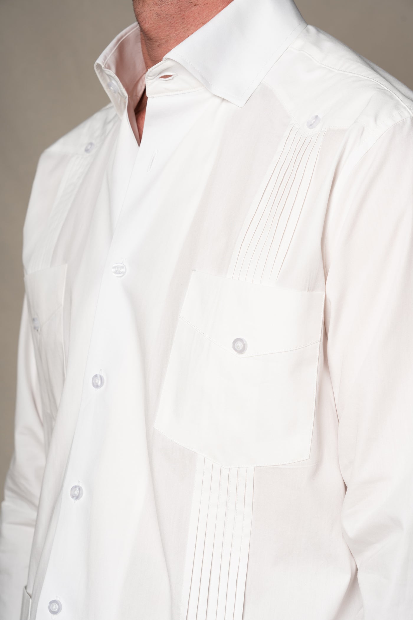 Off White Plain Cotton Guayabera Shirt — vista alternativa 3, BUND Costa Vice Spring Summer 26