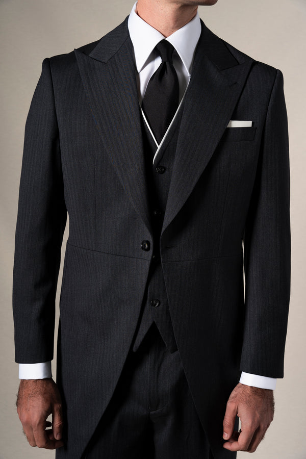 Classic Herringbone Grey Morning Suit